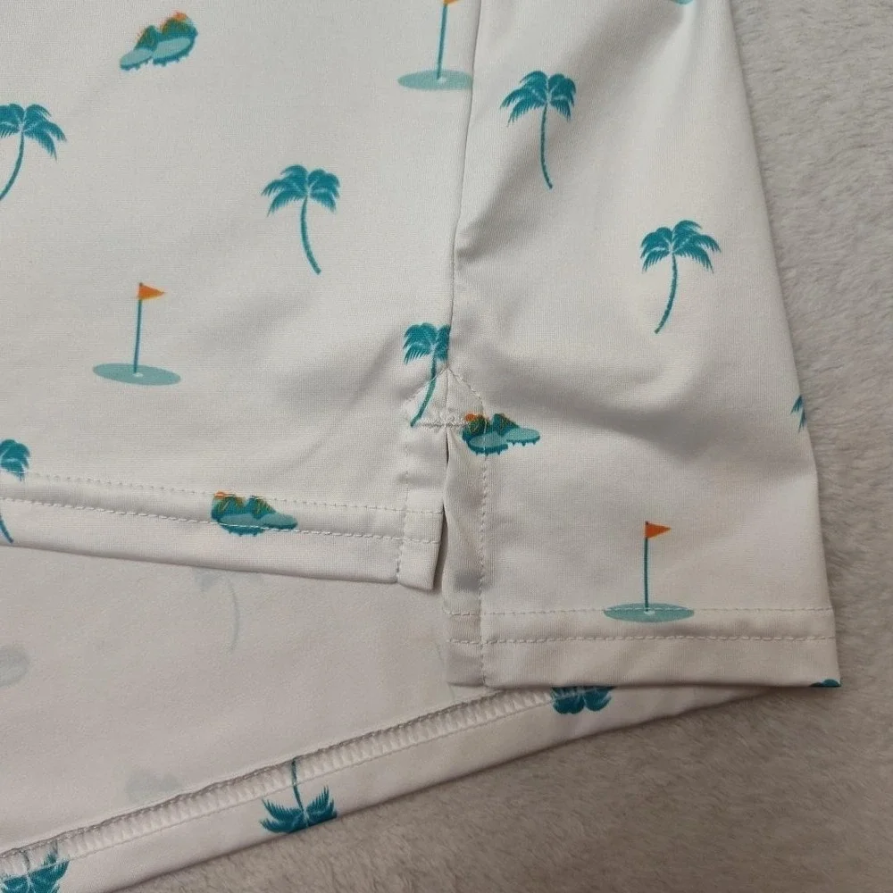 Bonobos‎ Polo Shirt Mens M White Palm Tree Golf Slim Fit Performance Collared